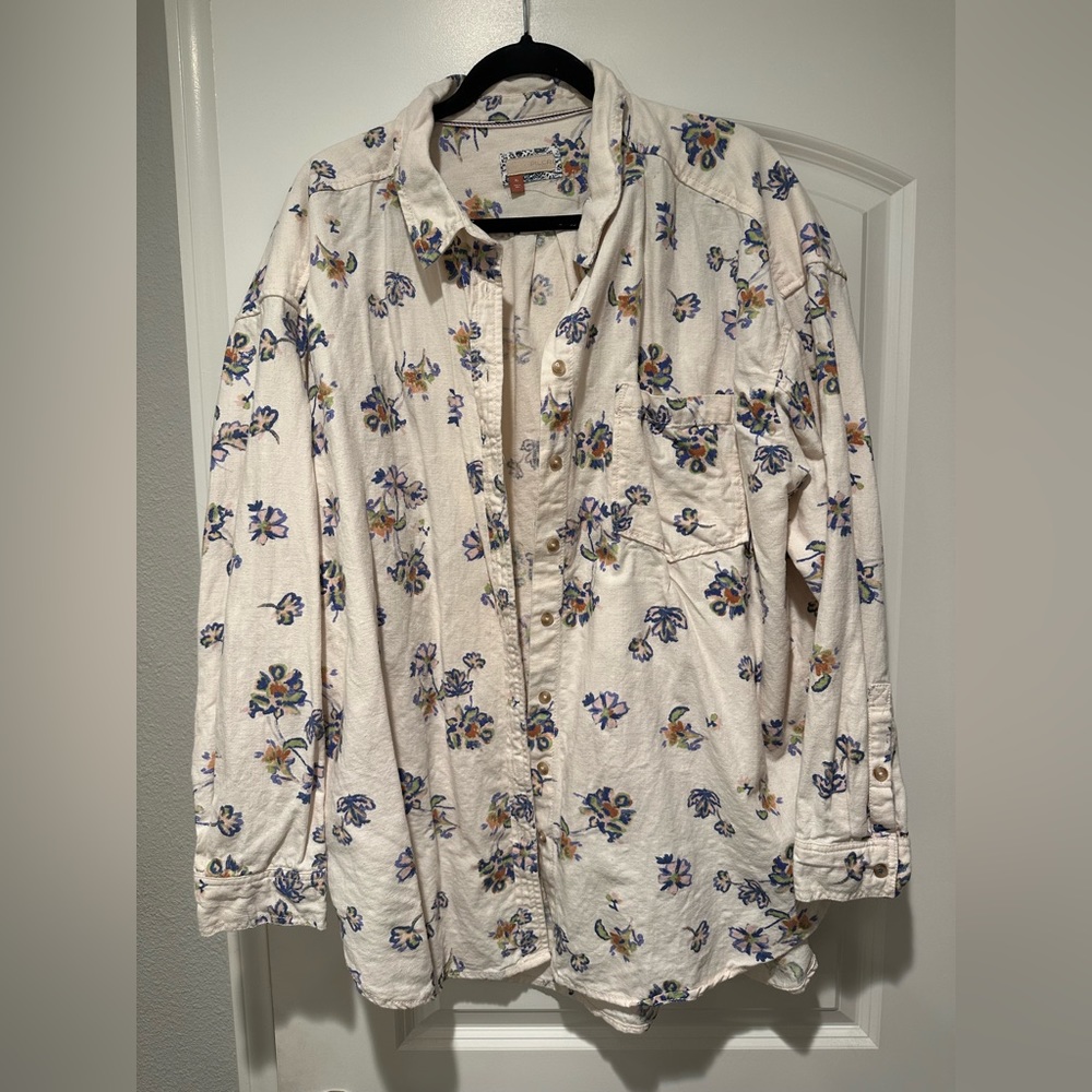 Anthropologie Pilcro Floral Flannel Button Up Oversized